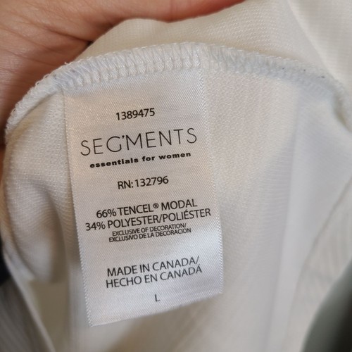 Seg'ments Womens L White 3/4 Sleeves V-Neck Essential Basic Tee Shirt Pullover - Bild 9 von 10