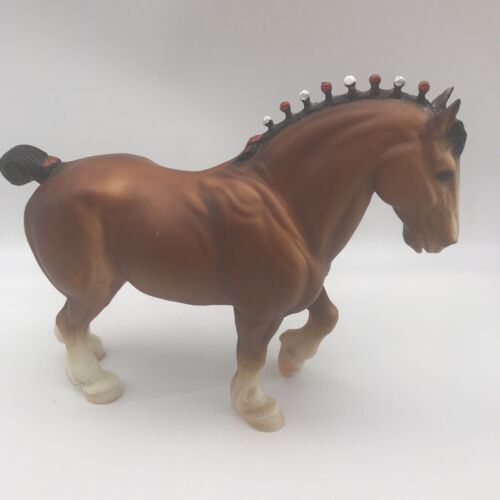 Vtg Breyer USA Traditional Bay Clydesdale Stallion Brown Red White Bob 11" x 9" - Picture 2 of 14