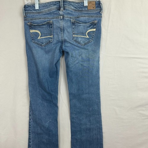 AMERICAN EAGLE Jeans Womens Size 0 Short 28x28 Blue Embroidered Pockets Distress - Picture 9 of 11