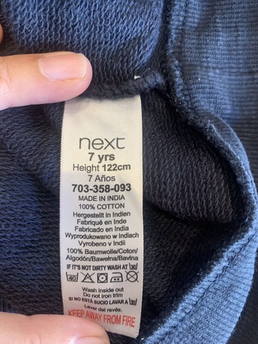 SIGUIENTE Sudadera Pullover Niñas Azul Marino 100% Algodón Talla 7 Años Mangas Lentejuelas - Imagen 6 de 6