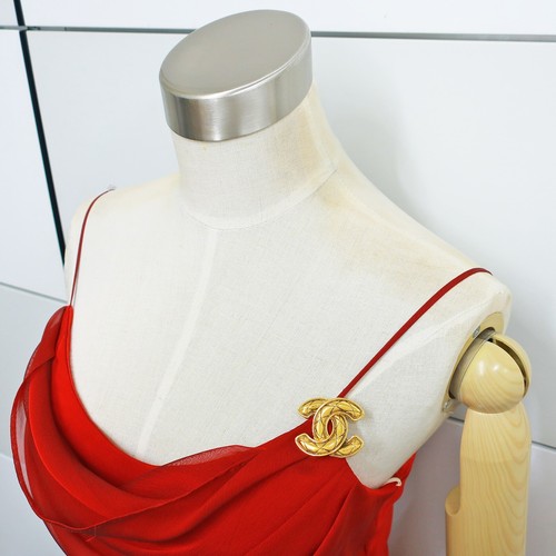 CHANEL Gold Plated CC Logos Matelasse Vintage Pin Brooch #874c Rise-on - Picture 2 of 7