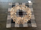 Pottery Barn Geoffry Wreath Plaid Embellished w/Gold Bells PILLOW COVER - NWT