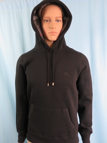 NWT MENS BURBERRY CLAREDON BLACK COTTON NOVA CHECK LOGO PULLOVER HOODIE M - Picture 5 of 12