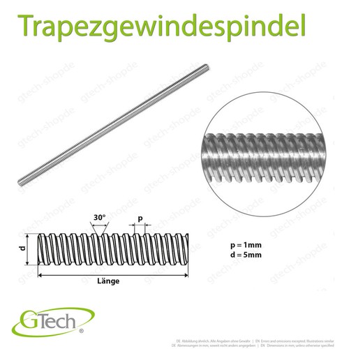 Husillo de rosca trapezoidal T3.5 T4 T5 T6 T8 304 acero inoxidable V2A eje Z rosca derecha kV - Imagen 9 de 17