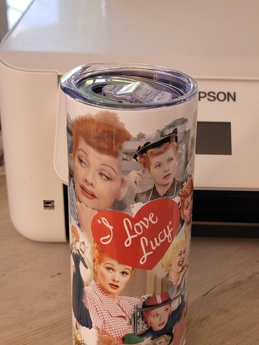 20oz Stainless Steel Tumbler ( I love Lucy 2) Designed, Plastic Lid, Metal Straw - Picture 3 of 9