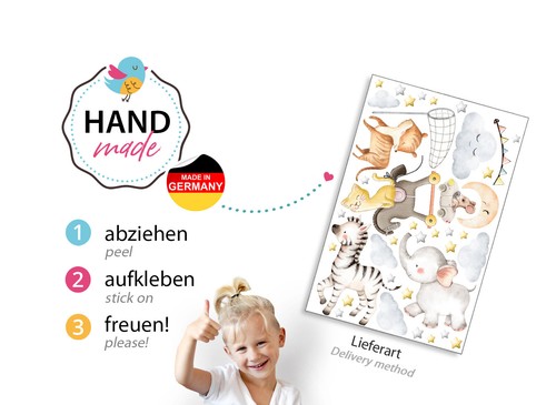 Wandtattoo Sticker Kinderzimmer Tiger Maus Elefant Spielzimmer Baby Mond DL714 - Bild 3 von 6