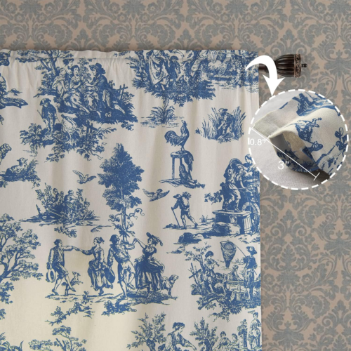 Blue Toile Window Curtains Drapes for Living Room 84 Inch Length 2 Panels Set Lo - Picture 9 of 9