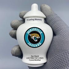 Ceramic Mini Urn for Jacksonville Jaguars Football Theme, Custom Text