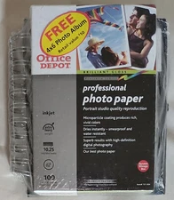 NEW SEALED Office Depot 4x6 Gloss Photo Paper 100 Sheets Platinum + BONUS ALBUM!