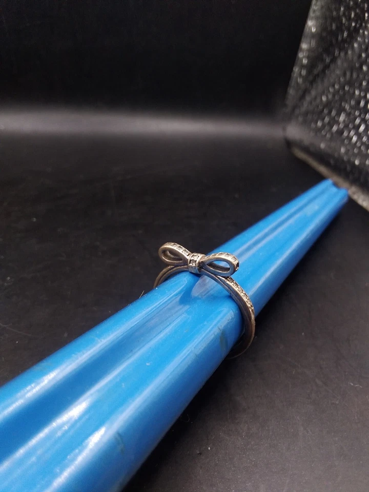 Ladies Sterling Silver Pandora Bow CZ Stacking Ring Size N Or 54 - Image 3 of 4