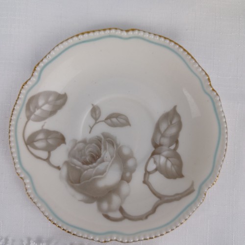 Juego de platillos de copa Gloria Footed Demitasse Castleton China EE. UU. Gremio de oro blanco gris - Imagen 17 de 17