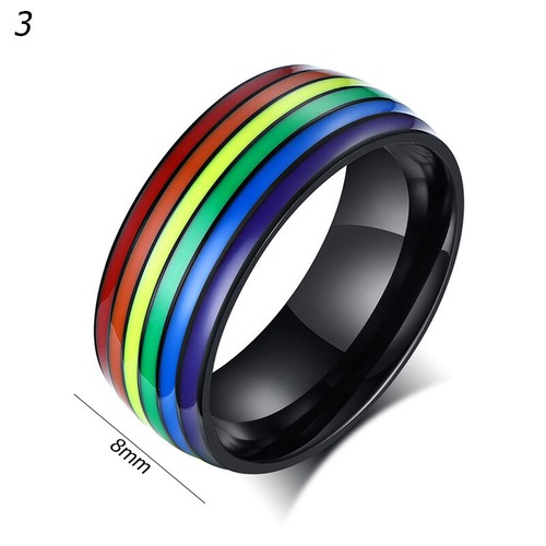 ⭐Rainbow Colorful Titanium Steel Finger Rings Men/Women Engagement Wedding Ring - Bild 20 von 24