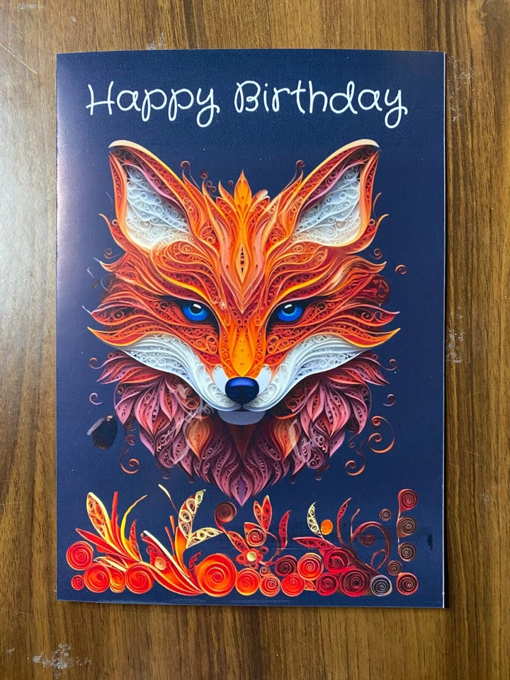 Birthday Card, Fox birthday card, card for his birthday, card for her birthday, - Image 2 of 2