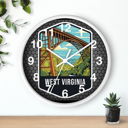 State Of West Virginia Skyline Kunst Wanduhr Ganz Holz 3D Rahmen Bunte Kunst - Bild 13 von 19