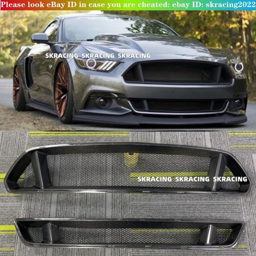 Carbon Fiber Front Upper+Lower Bumper Grill Grille For Ford Mustang 2015-2017 - Picture 2 of 11