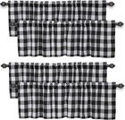 4 Pack Buffalo Check Plaid Window Valance - Black and White Window Curtains