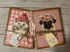2 Junk Journal Handmade Booklet Gift Book Scrapbook Journaling Hedgehog and Pugg
