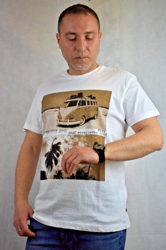 T-shirt bianca uomo maglietta cotone manica corta con stampa a girocollo 2xl 3xl - Picture 9 of 10