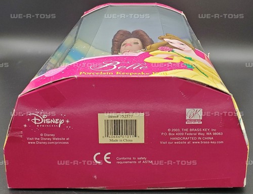 Disney Princess Belle Porcelain Keepsake Doll 2003 Brass Key 752577 NRFB - Picture 8 of 8