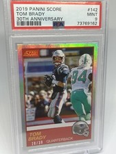 2019 Score Tom Brady 30th Anniversary 1989 # /30  #142  PSA 9 MINT SSP Refractor