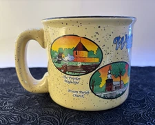 Williamsburg VA Themed Heavy Campfire Yellow Speckled Mug  - Ceramic M Ware