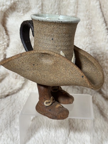 Art Pottery Cowboy With Hat Coffee Mug Excellent Condition Handmade - Picture 4 of 12