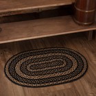 Accent Rug Black & Tan Jute Primitive 20x30 Oval Braid No Slip Floor VHC Brands