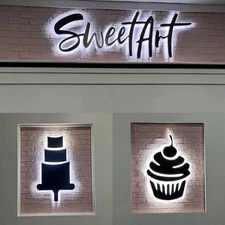 Custom 3D Backlit Metal Sign LED Business Logo Laser Cut Wall Display for Shop