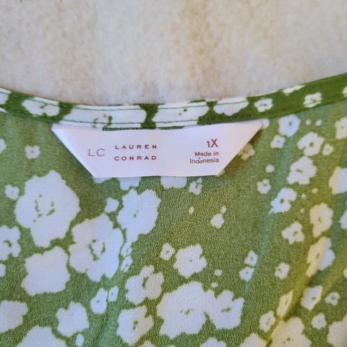 NWT Lauren Conrad Green Floral Fit And Flare Mini Dress Women's Size 1X - Picture 6 of 11