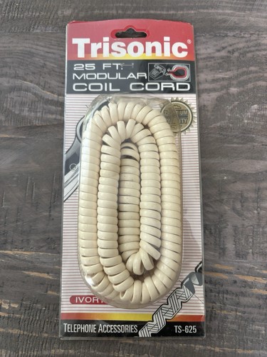 TRISONIC TS-625 Cewka 25 stóp VINTAGE KABLE TELEFONICZNE (3) Czarne, białe i kość słoniowa - Zdjęcie 4 z 7