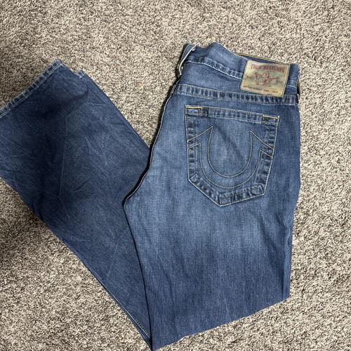 Vgt True Religion Bobby Baggy Blue Jeans Made In USA 40 Fits 40x34 - Picture 1 of 12