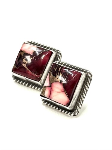 Navajo Native 🇺🇸 Sterling Silver Rose Dahlia Handmade Old Style Post Earrings❤ - Picture 5 of 9