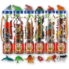 6 PACK Small Animal Figures Toys, 78 Pieces Realistic Mini Dinosaur Insect Se...