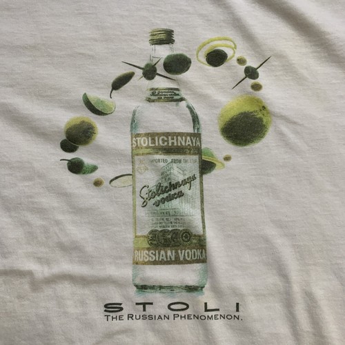 Vintage 90s Russian Vodka T-Shirt Herren Gr. L/XL Weiß Kurzarm 90s Alcohol - Bild 3 von 10