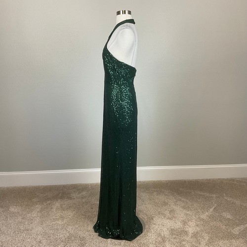 Laundry by Shelli Segal Women's Formal Dress Size 12 Green Sequin Halter Gown - Picture 5 of 12
