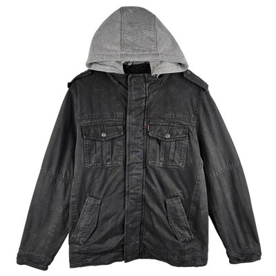 Levi's Military Jacke Herren Freizeit Kapuze Schwarz Größe M