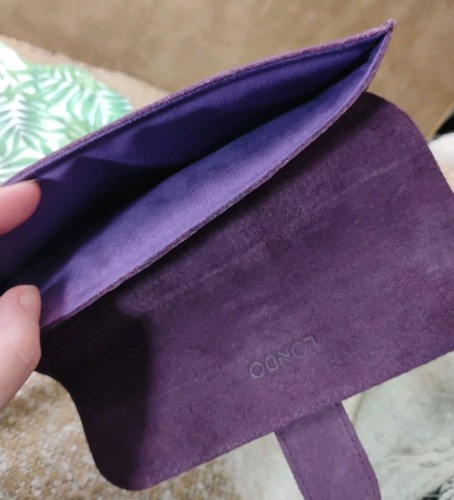 LONDO Top Grain Leather Device Bag Laptop Sleeve, Purple Woven 10.5" x 8", Nice - Picture 8 of 13