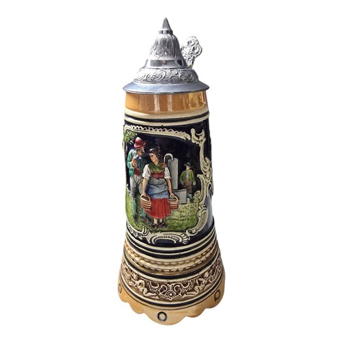 VINTAGE German Beer Stein Music Box with Pewter Lid RARE #1160 WESTERN GERMANY - Picture 4 of 13