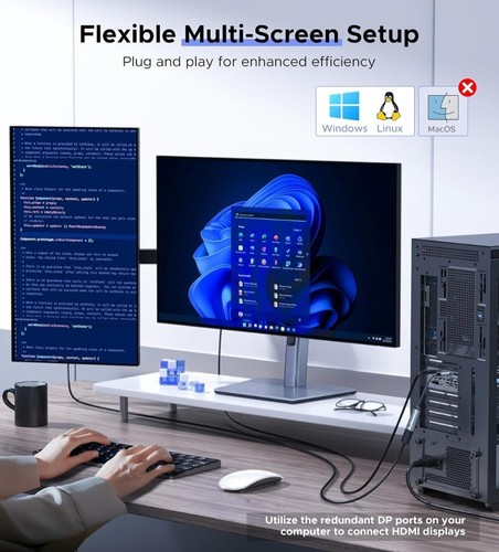 WARRKY 4K DisplayPort to HDMI Adapter,Display Port to HDMI Port 1440P 60Hz 1080P - Picture 3 of 8