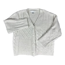 Altar d State Cable Knit Cardigan Sweater Women s M Cream Grannycore Boho Retro