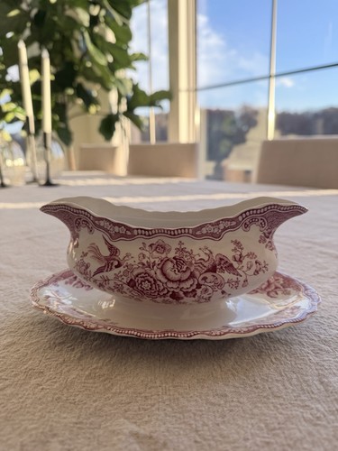 Vintage Crown Ducal Sauciere & Unterteller Bristol rot Transferware Ironstone - Bild 1 von 6