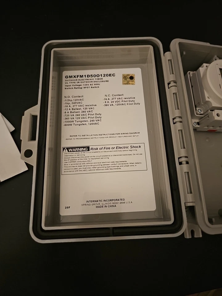 Grasslin Intermatic FM1D50O12 12V 16A 24/7 Electric Time Switch W/ ULType 3R Box - Image 2 of 4