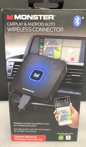 MONSTER CarPlay + Android Auto Wireless Connector MBA2-1014-BLK NEW!