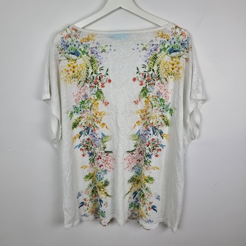 Blue Illusion French Linen Top Floral Print Size 3L - Picture 4 of 5