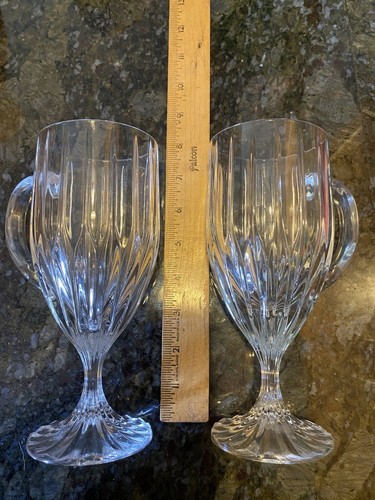 🍀🇮🇪☘️ 2 Mikasa Crystal PARK LANE 🇮🇪 Irish 🇮🇪 Coffee Mugs, 7.25"H ☘️🇮🇪🍀