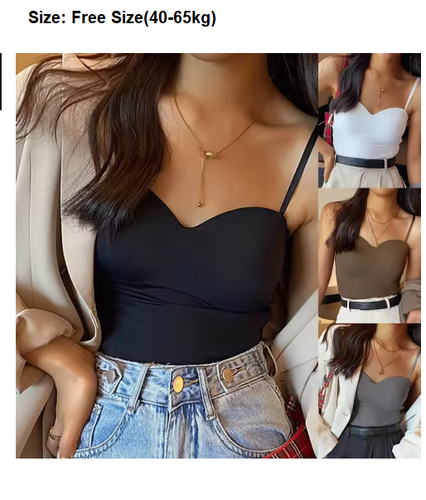 New Solid Color Women's White Top Sleeveless Thin Straps Camisole Summer Tank - Bild 2 von 25