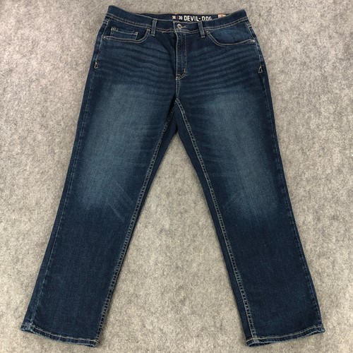 Devil Dog Latzhose Herren Jeans 36x30 Athletic Fit Burke Dark Wash Mid Rise