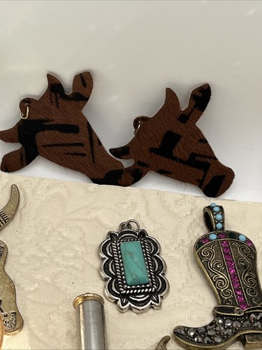 Western Cowboy Native American Beads Necklace Pendant Earrings Craft Jewelry Lot - Picture 8 of 24