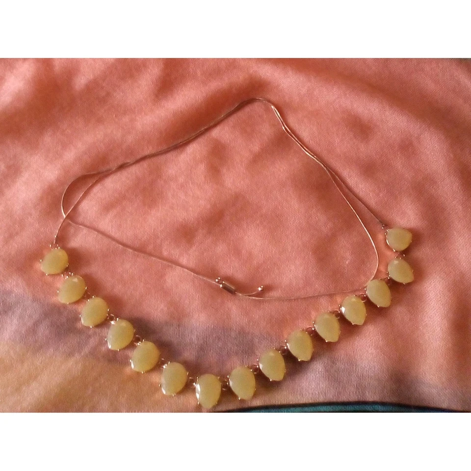 复古长刻面椭圆形玻璃可调节金色链式项链 — 第 4/4 张图片