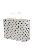 SSWBasics Large - Paw Print Paper Shopping Bags - Case of 100